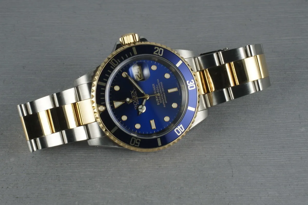 Rolex Submariner 18K/SS Blue Dial  16613 with Box and Papers
