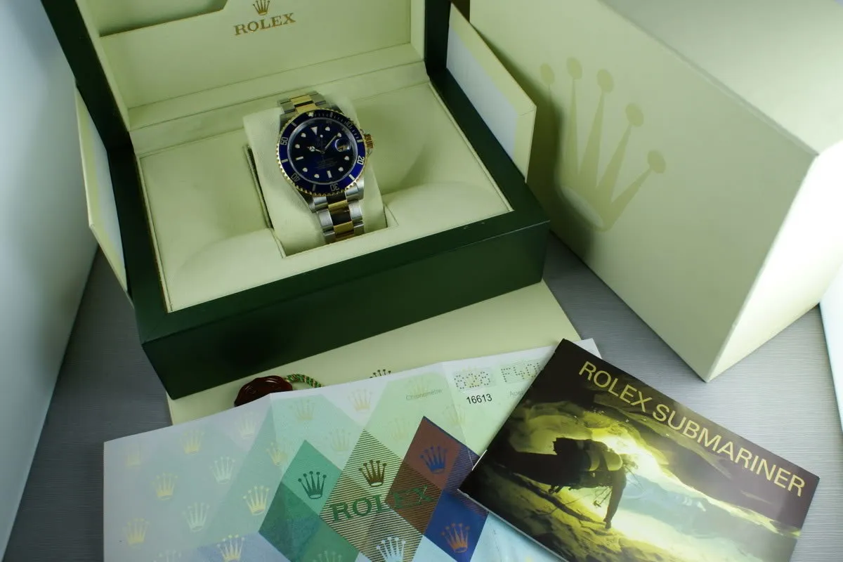 Rolex Submariner 18K/SS Blue Dial 16613 with Box and Papers