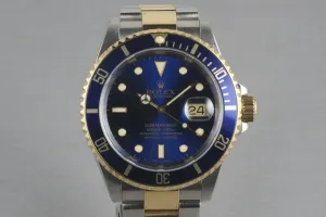 Rolex Submariner 18K/SS Blue Dial  16613 with Box and Papers