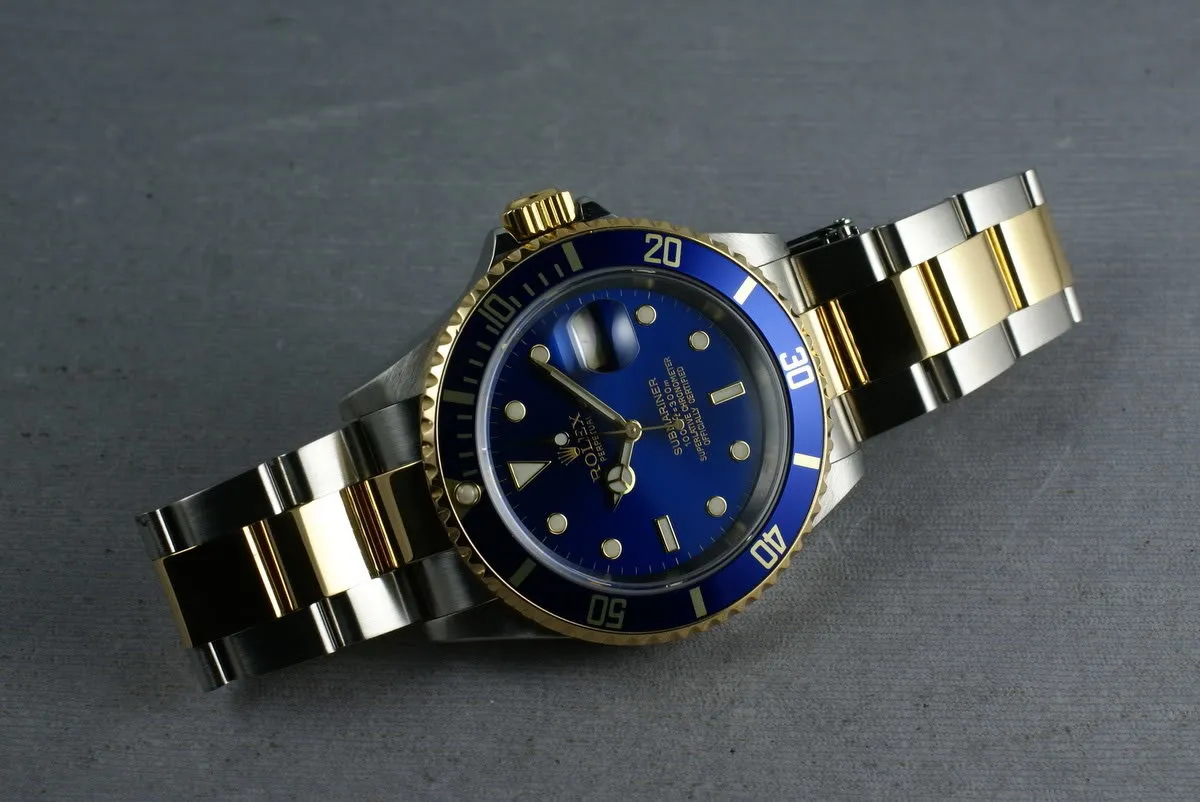 Rolex Submariner 18K/SS Blue Dial 16613 with Box and Papers