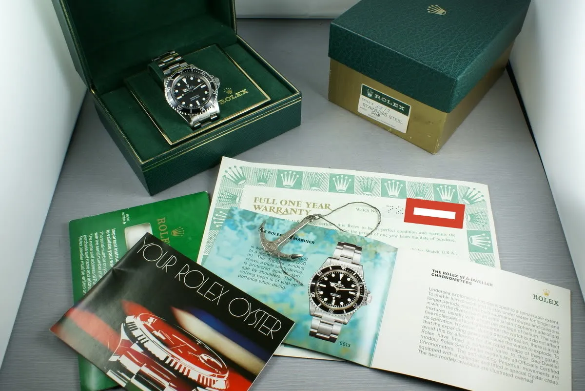 Rolex Submariner 5513 Maxi Mark V with Box and Papers