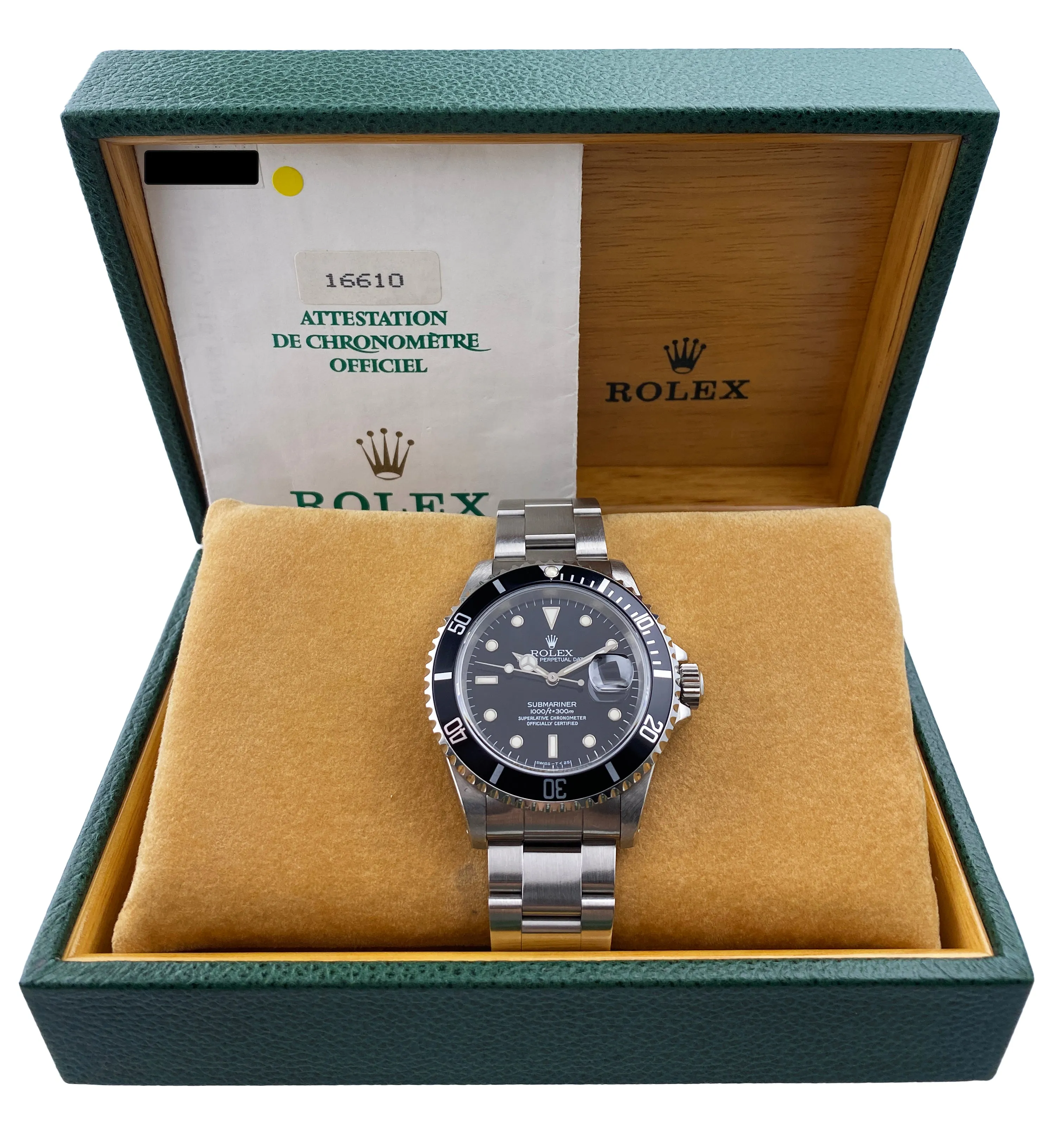 Rolex Submariner Date 16610 Mens Watch Box Papers