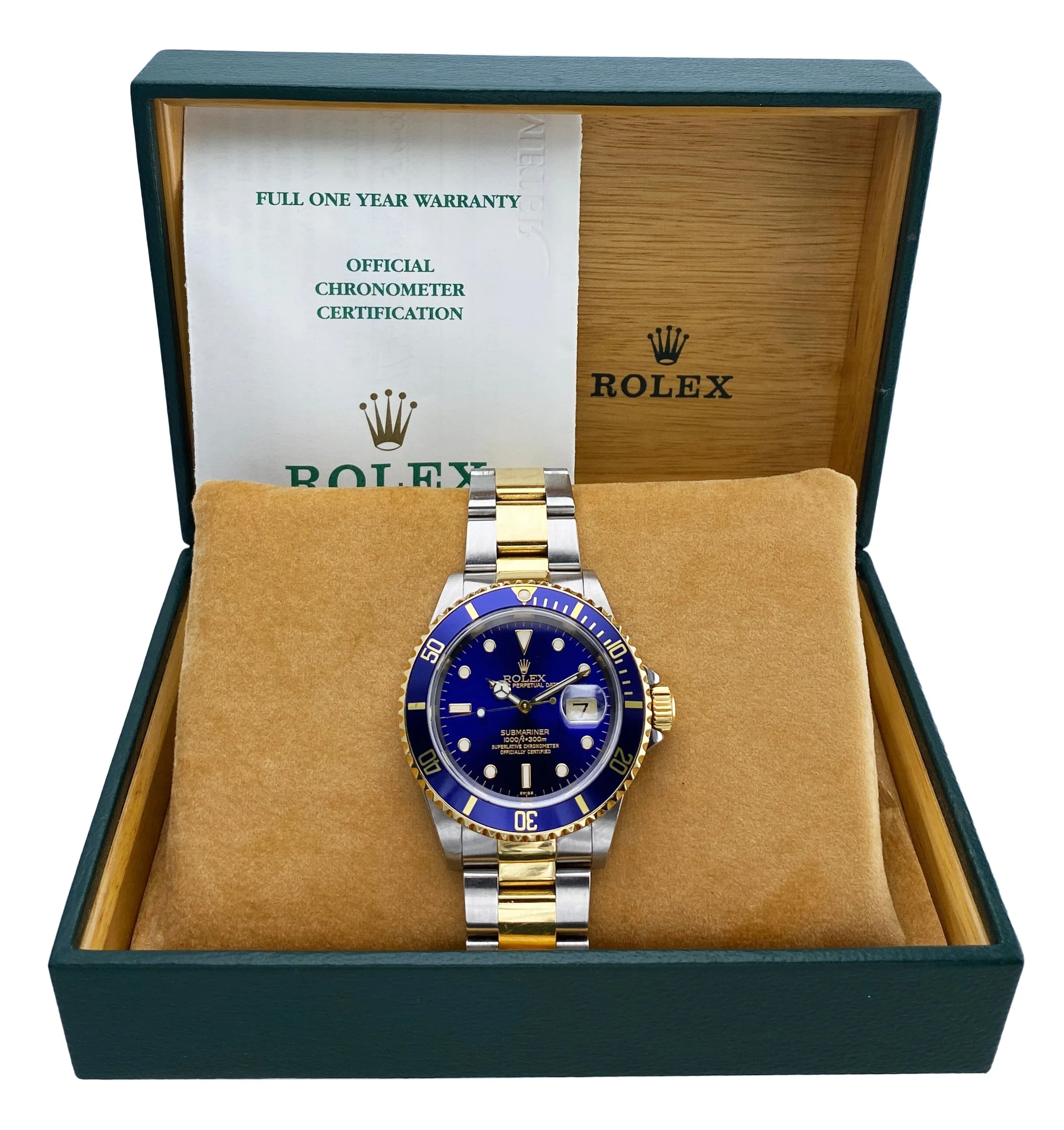 Rolex Submariner Date 16613 Blue Dial Mens Watch Box Papers
