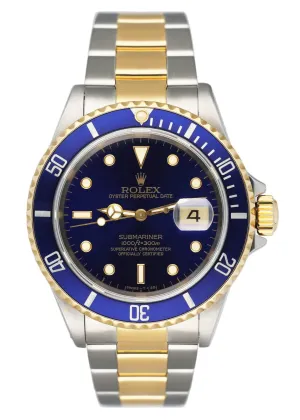 Rolex Submariner Date 16613 Blue Dial Mens Watch Box Papers