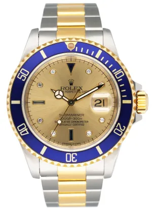 Rolex Submariner Date 16613 Serti Dial Mens Watch
