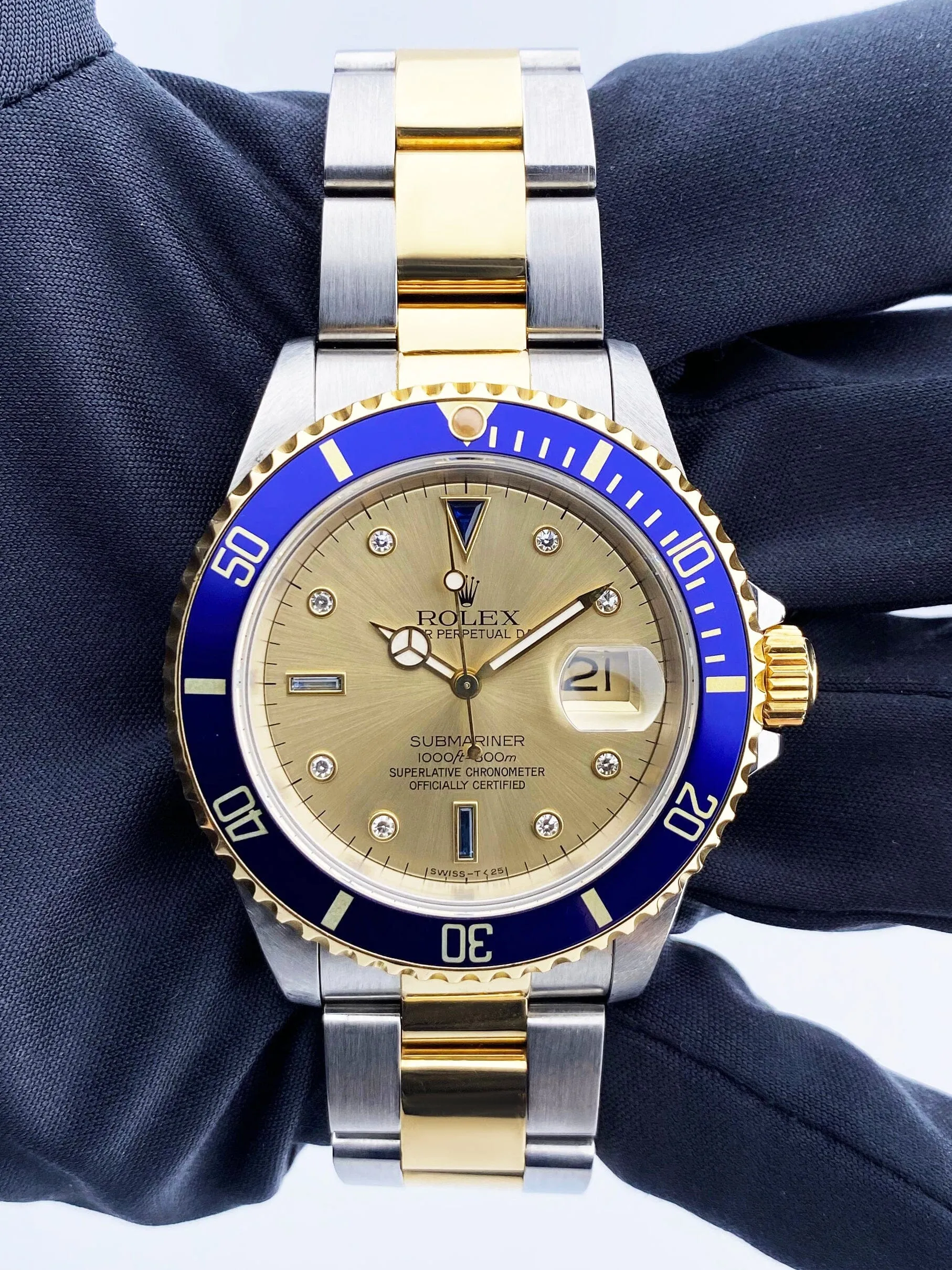 Rolex Submariner Date 16613 Serti Dial Mens Watch