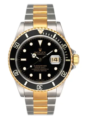 Rolex Submariner Date 16613 Two-Tone Mens Watch Box Papers