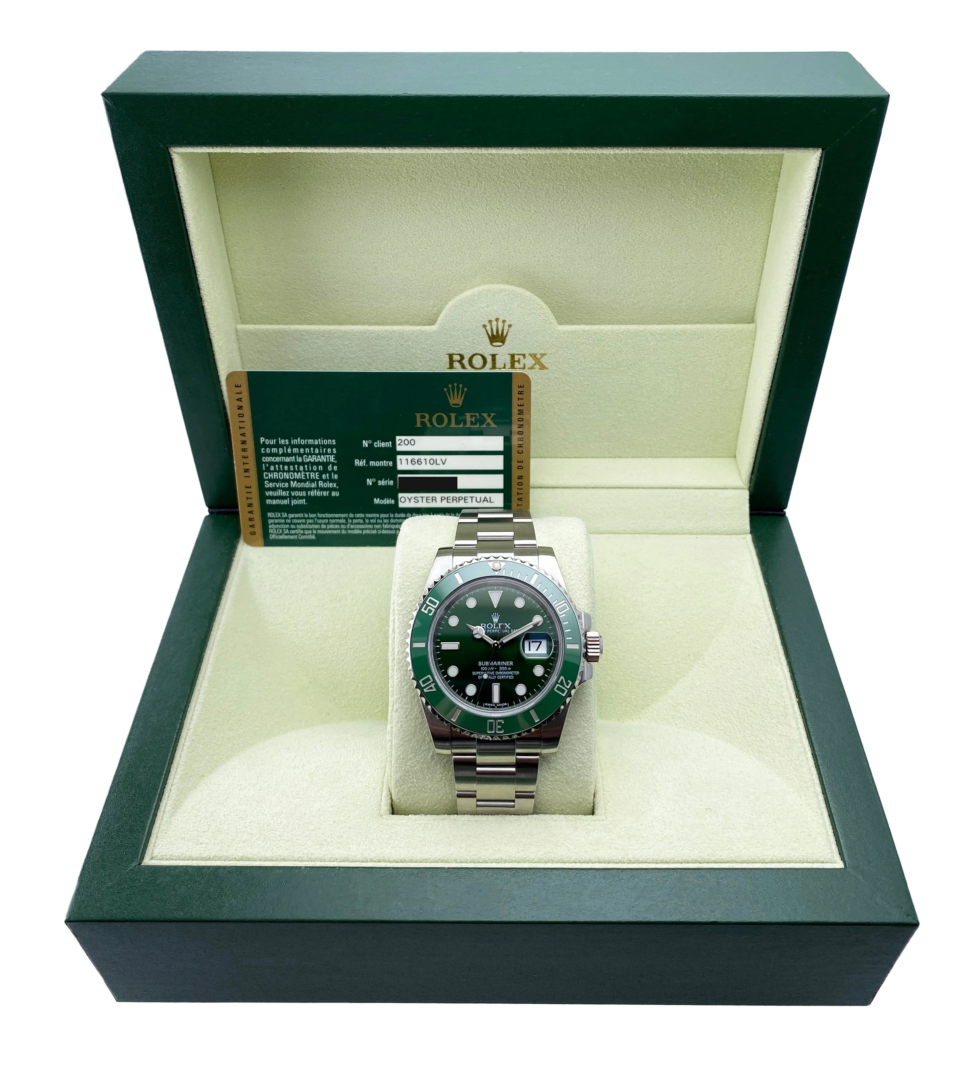 Rolex Submariner Date Hulk 116610LV Mens Watch Box Papers