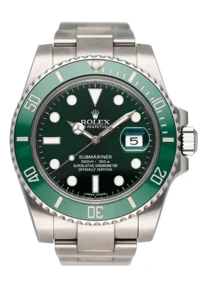 Rolex Submariner Date Hulk 116610LV Mens Watch Box Papers