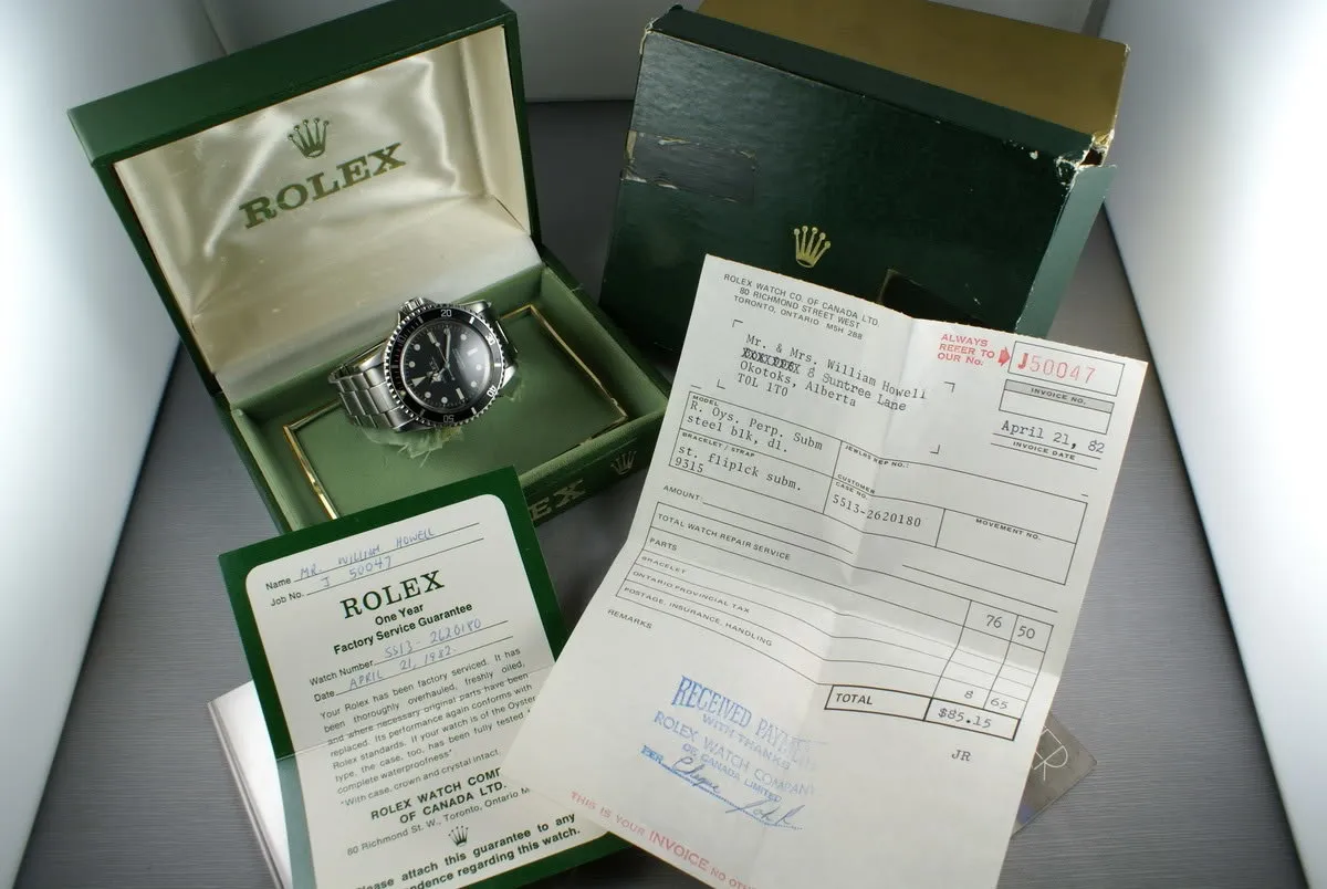 Rolex Submariner Dial Ref: 5513 with box and papers and service paper
