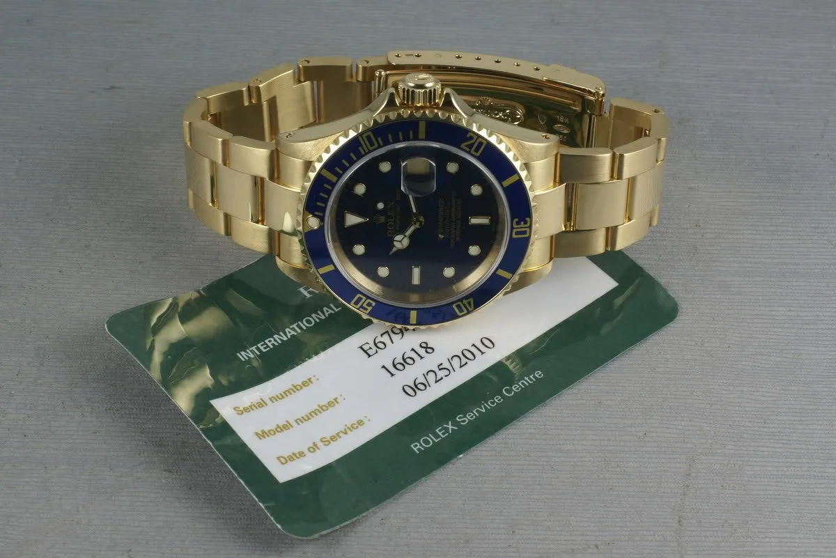 Rolex Submariner  Ref: 16618 with Service Paper
