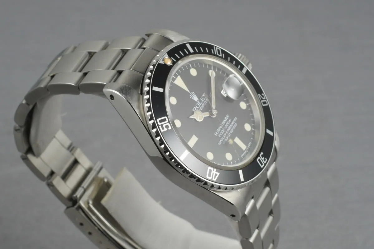 Rolex Submariner Ref: 16800 Matte Dial Box and Papers