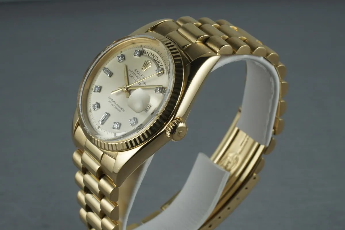 Rolex Vintage 18K YG Day Date 1803 Factory Diamond Dial