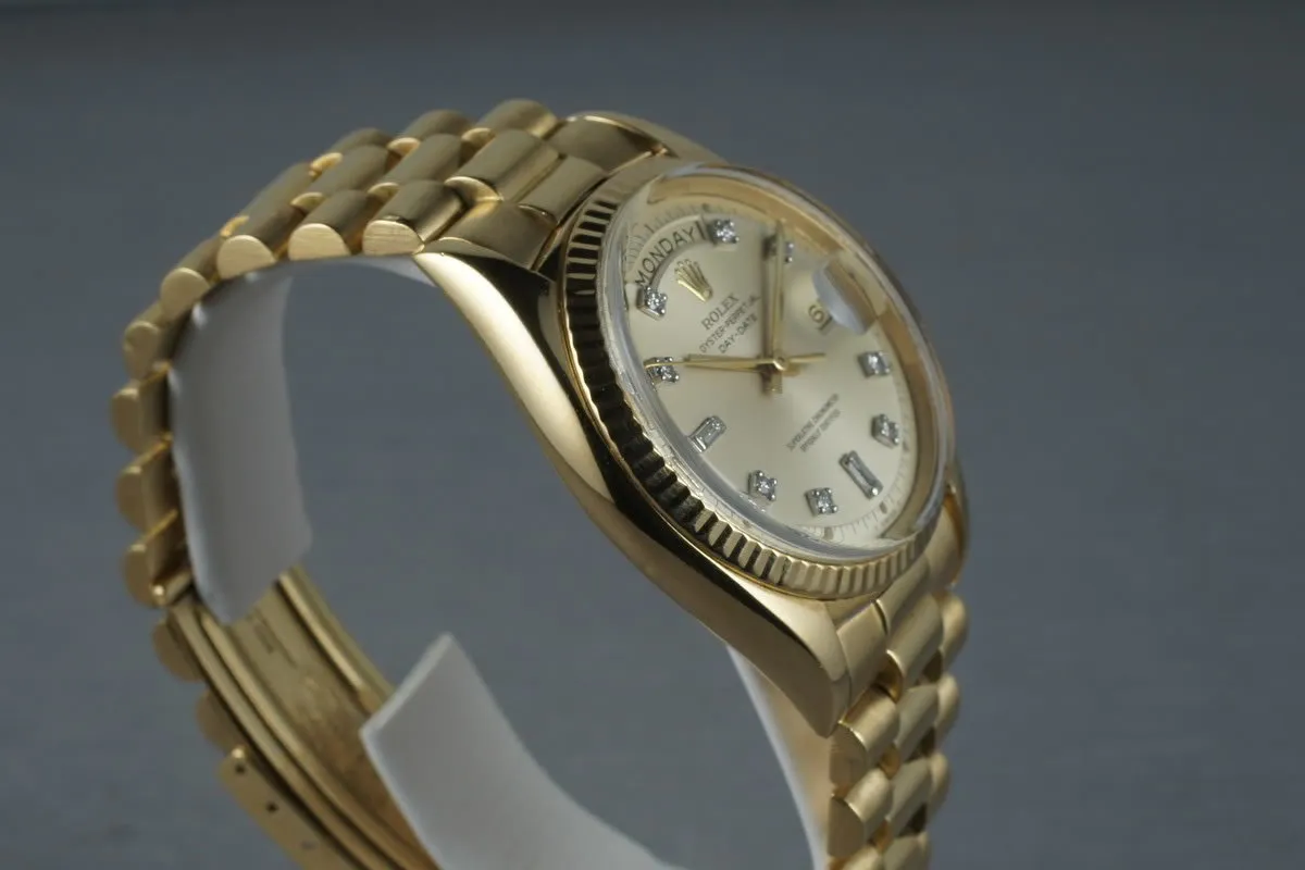Rolex Vintage 18K YG Day Date 1803 Factory Diamond Dial
