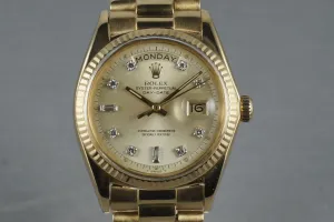 Rolex Vintage 18K YG Day Date 1803 Factory Diamond Dial