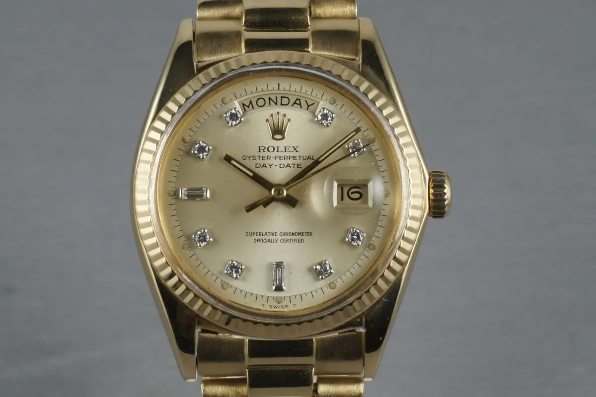 Rolex Vintage 18K YG Day Date 1803 Factory Diamond Dial