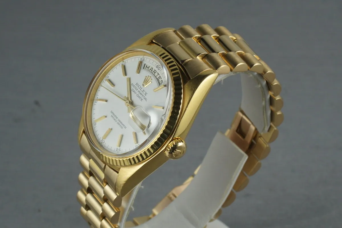 Rolex Vintage 18K YG Day Date 1803 White Dial and President Bracelet