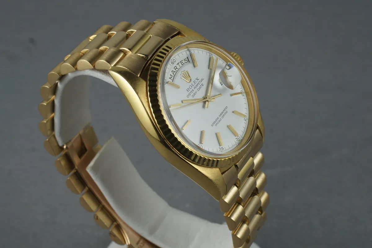 Rolex Vintage 18K YG Day Date 1803 White Dial and President Bracelet