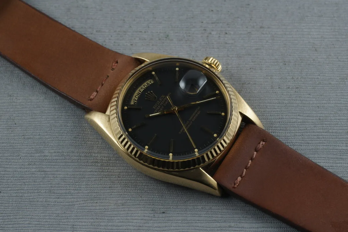 Rolex Vintage 18K YG President 1803 with Black Matte Dial
