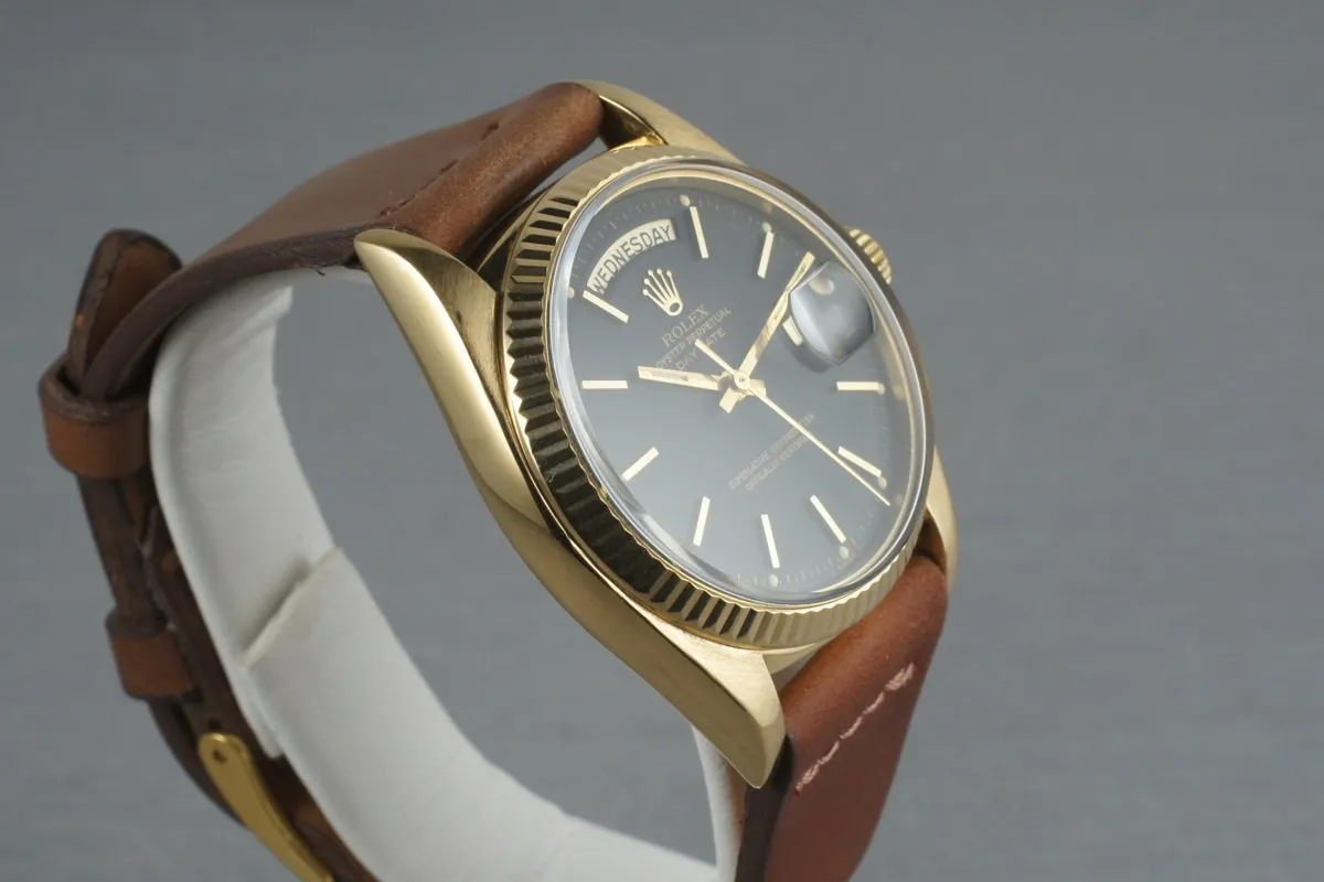 Rolex Vintage 18K YG President 1803 with Black Matte Dial