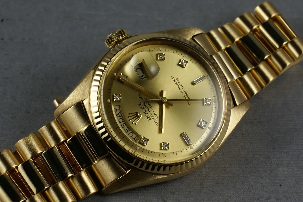Rolex Vintage YG President: Ref 1803 with factory diamond dial