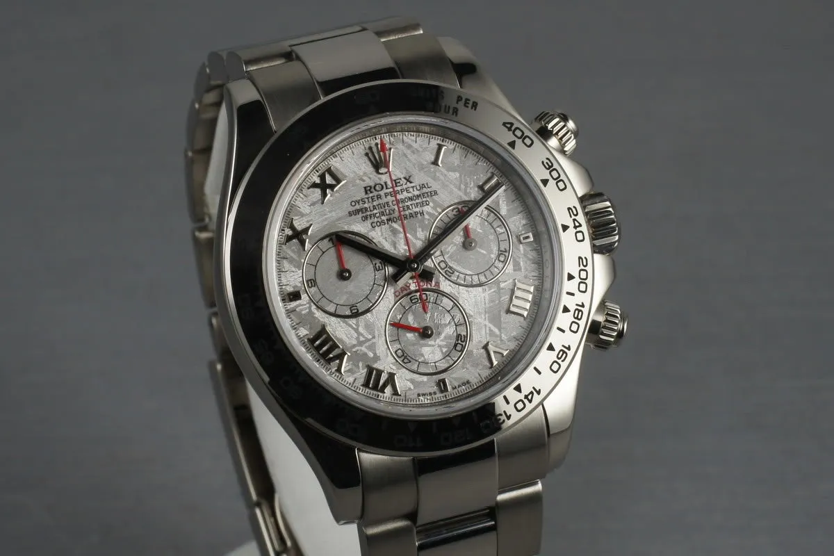 Rolex WG Daytona 116509 Box and Papers and Meteorite Dial