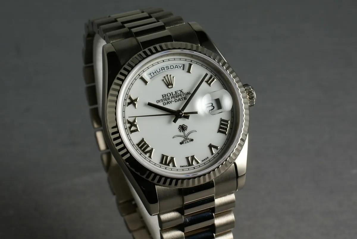 Rolex White Gold President 118239 with White Saudi Palm Tree and Sword Dial