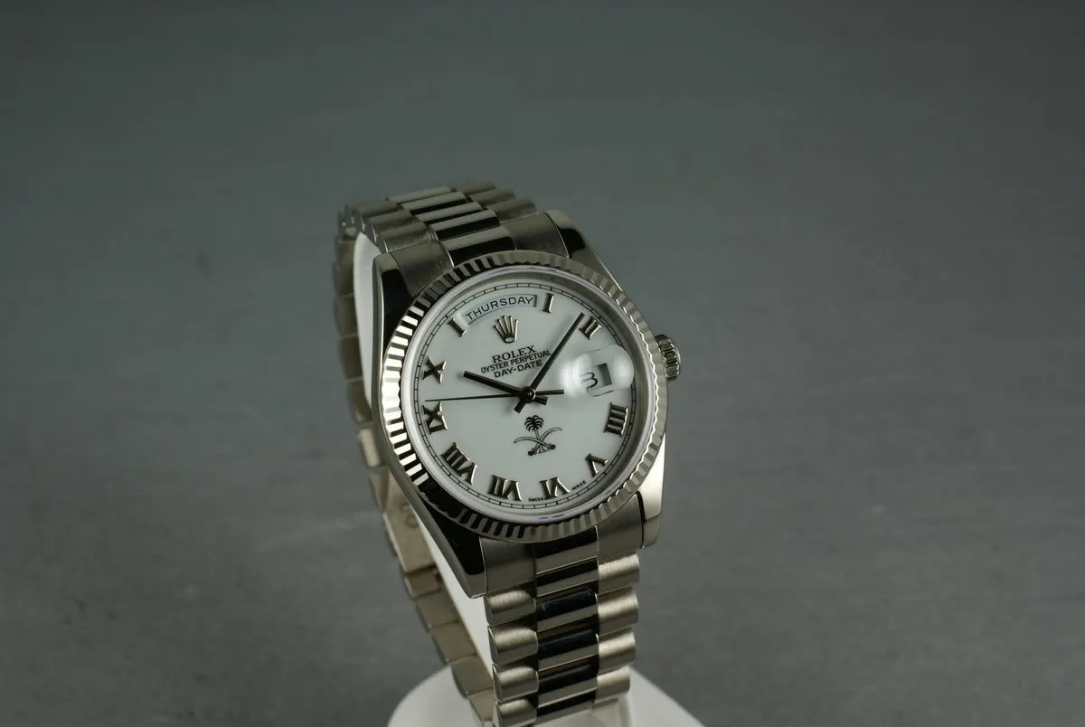 Rolex White Gold President 118239 with White Saudi Palm Tree and Sword Dial