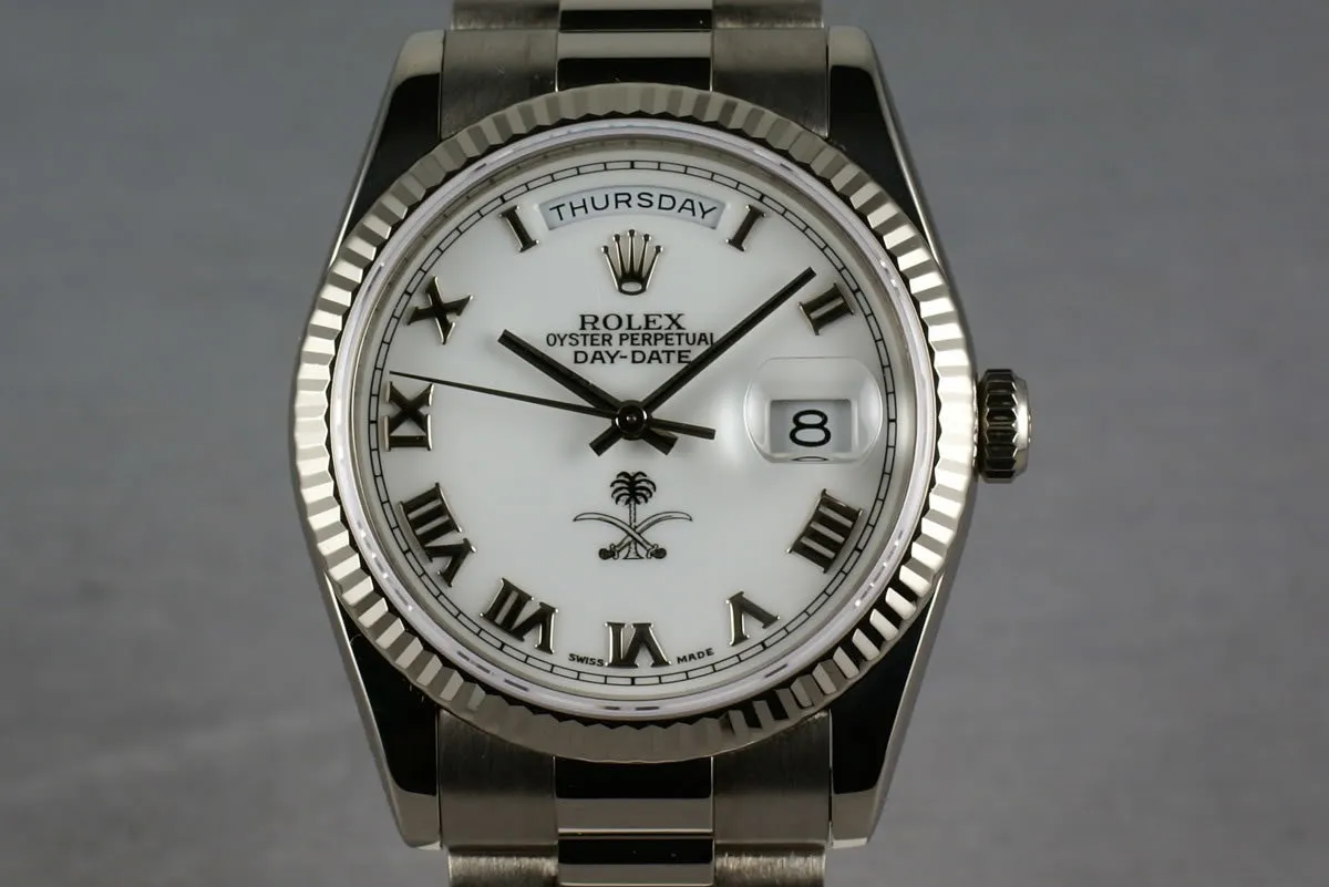 Rolex White Gold President 118239 with White Saudi Palm Tree and Sword Dial