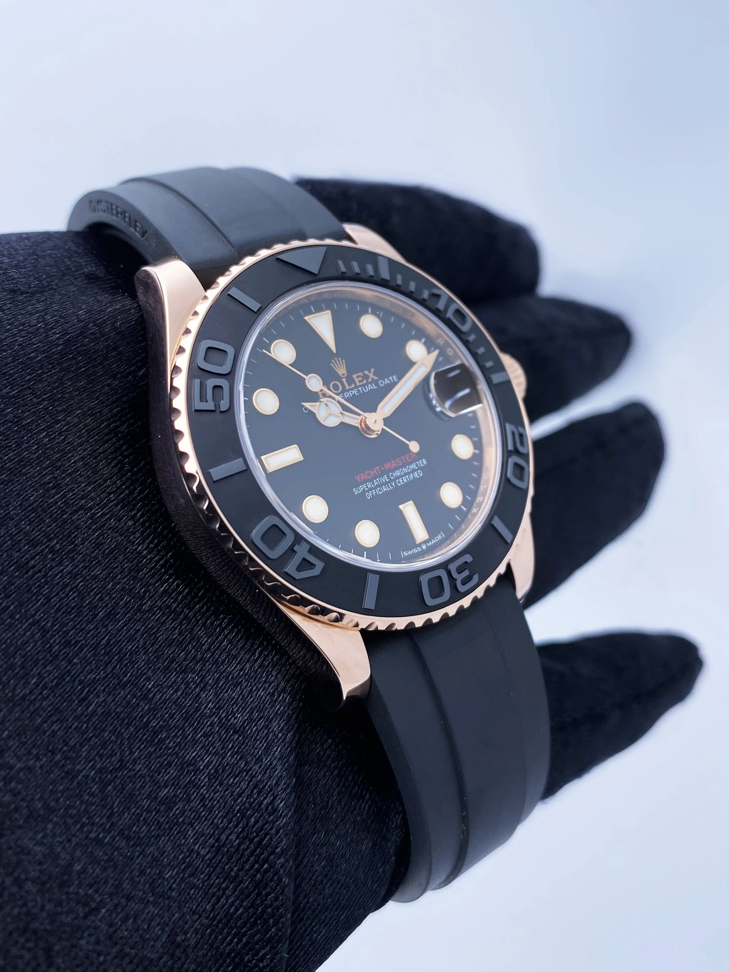Rolex Yacht-Master 268655 Black Dial 18K Rose Gold Watch Box Papers
