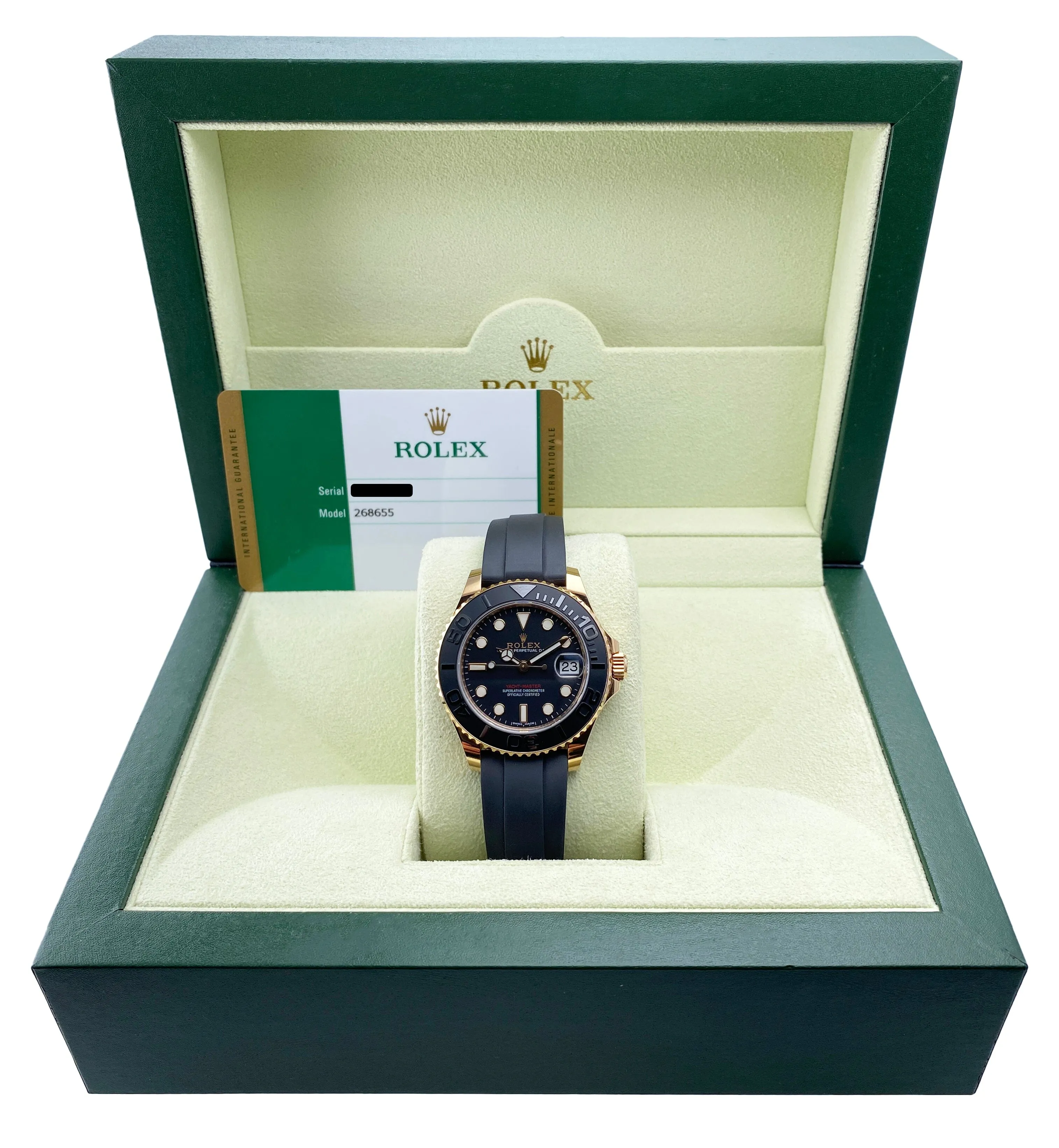 Rolex Yacht-Master 268655 Black Dial 18K Rose Gold Watch Box Papers