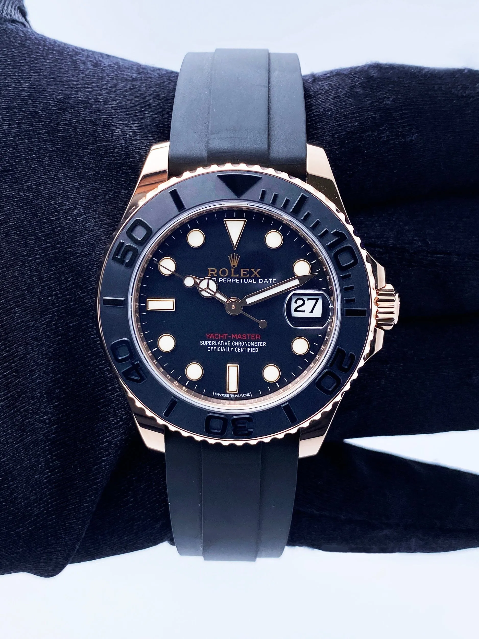 Rolex Yacht-Master 268655 Black Dial 18K Rose Gold Watch Box Papers
