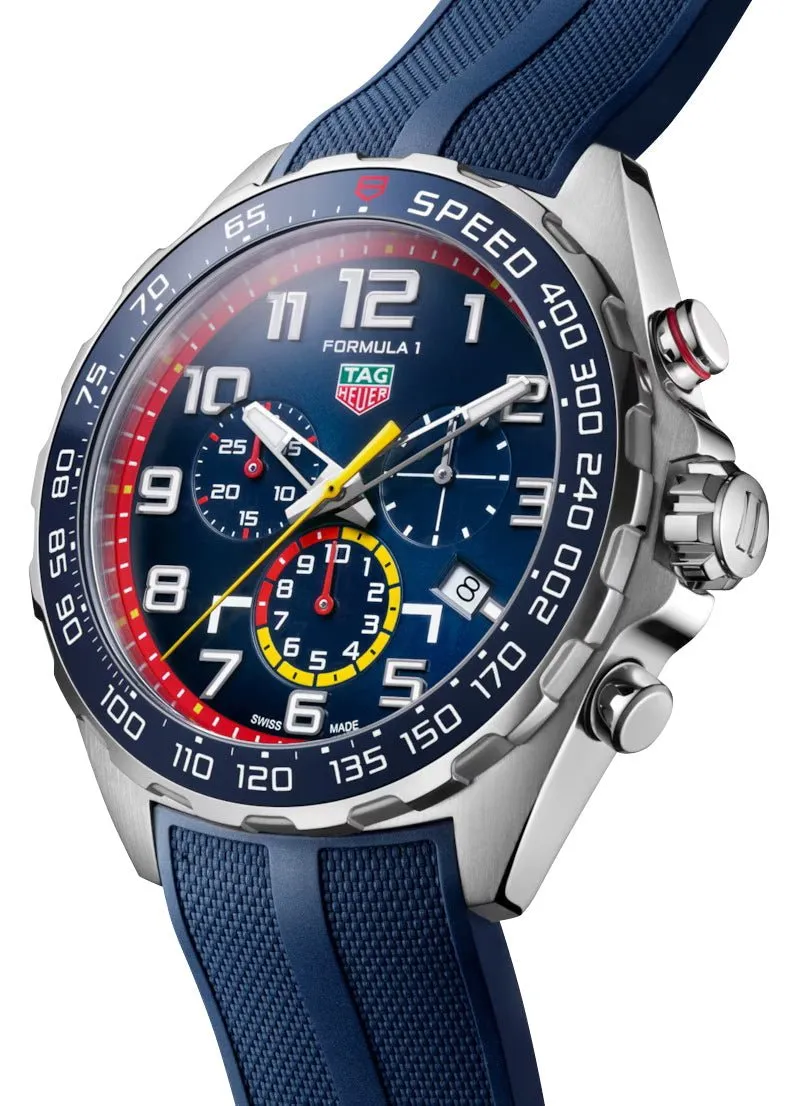 Special Edition TAG Heuer Formula 1 x Red Bull Racing Chronograph Blue Dial Blue Rubber Strap Date Divers Quartz Mens Watch CAZ101AL.FT8052