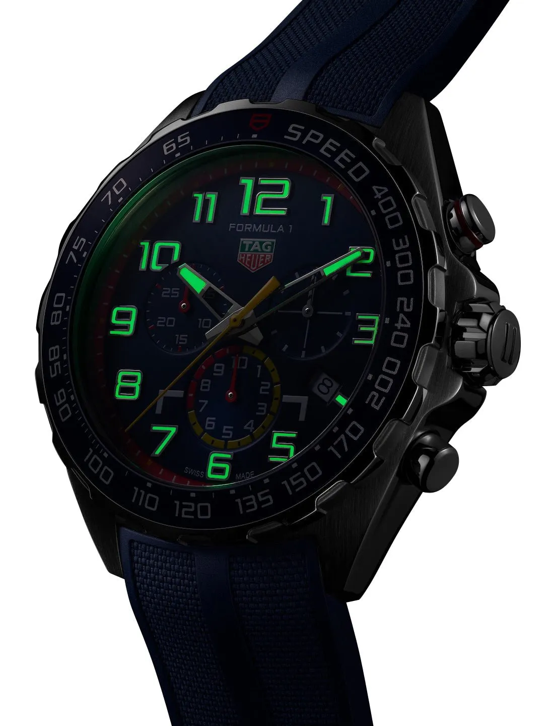 Special Edition TAG Heuer Formula 1 x Red Bull Racing Chronograph Blue Dial Blue Rubber Strap Date Divers Quartz Mens Watch CAZ101AL.FT8052