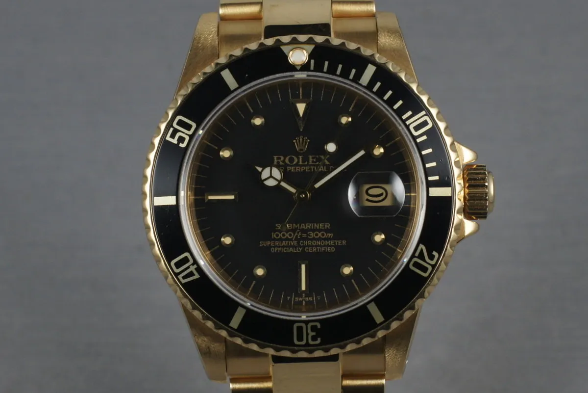 Submariner 18K  16808 Black Nipple Dial with Box and Papers