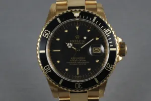 Submariner 18K  16808 Black Nipple Dial with Box and Papers