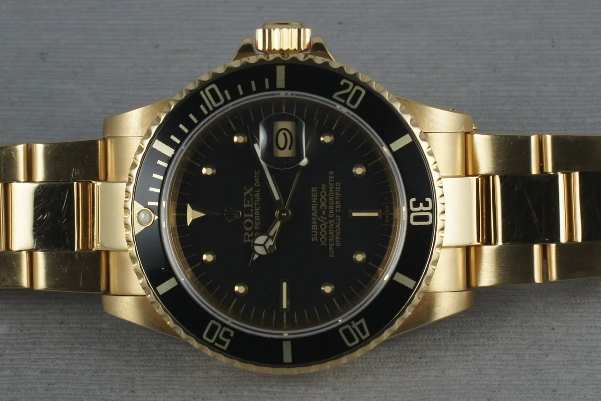 Submariner 18K  16808 Black Nipple Dial with Box and Papers