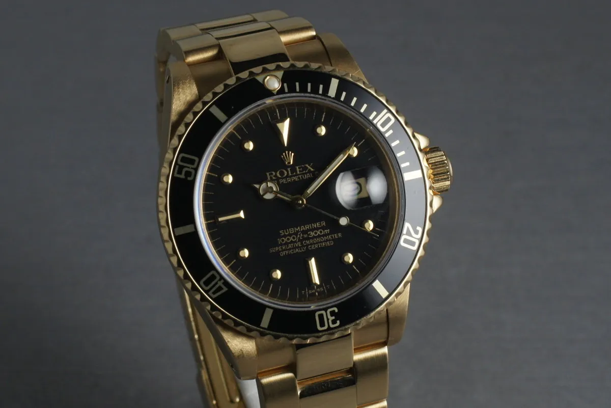Submariner 18K  16808 Black Nipple Dial with Box and Papers