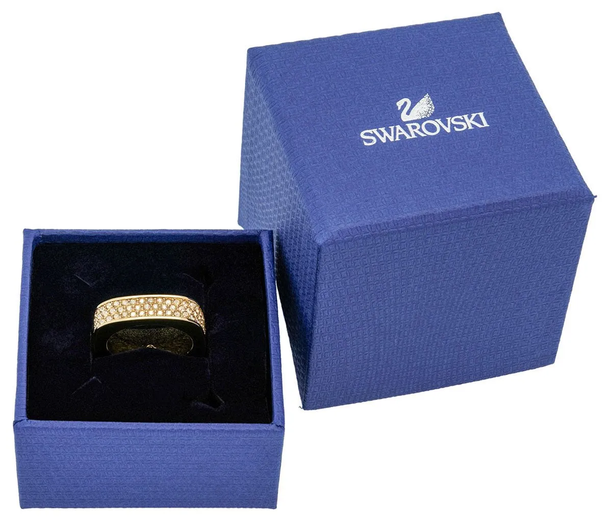 Swarovski Vio Yellow Gold Plated Golden Crystal Pavé Womens Ring Size 8 / 58 - 5139701