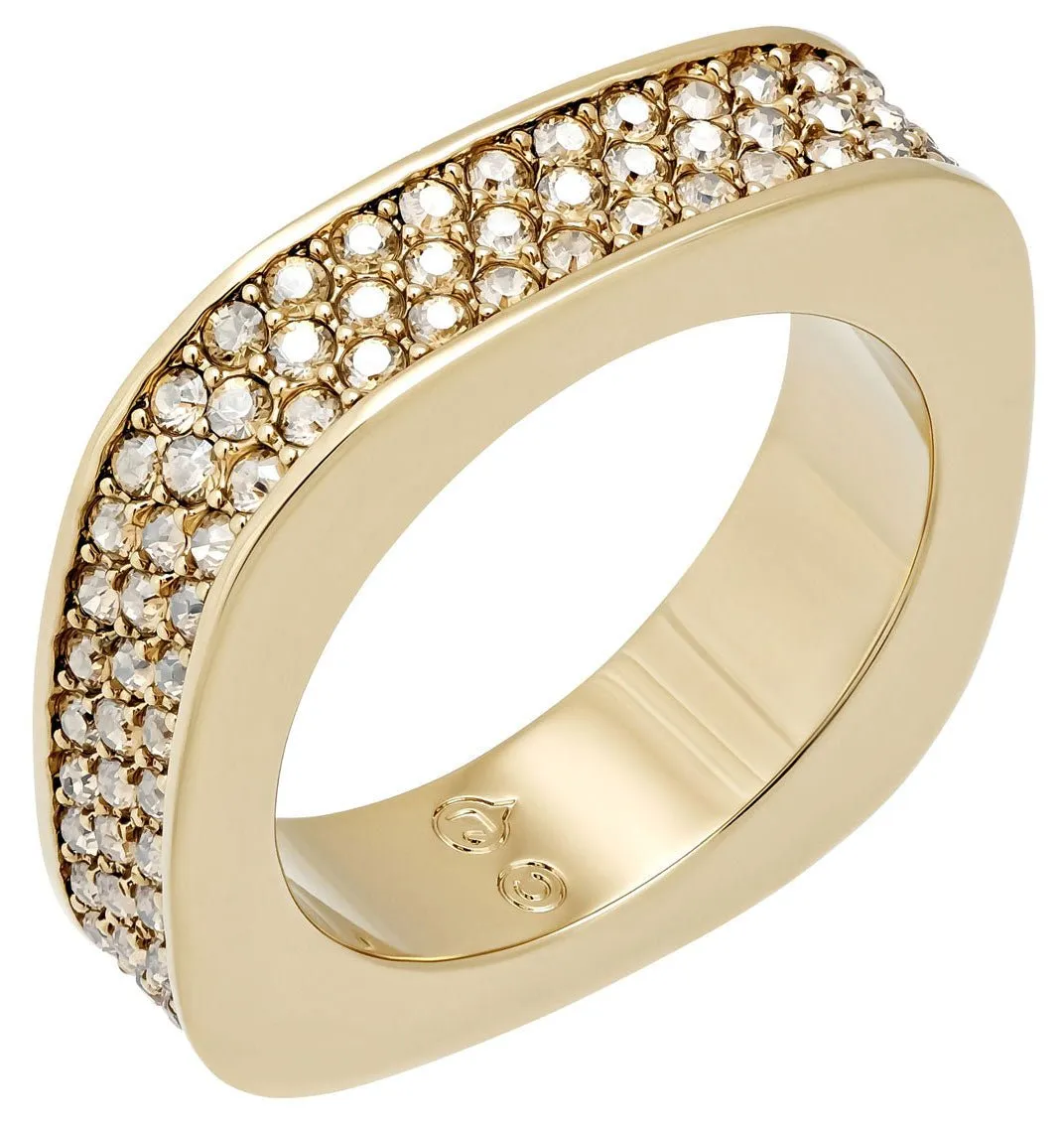 Swarovski Vio Yellow Gold Plated Golden Crystal Pavé Womens Ring Size 8 / 58 - 5139701