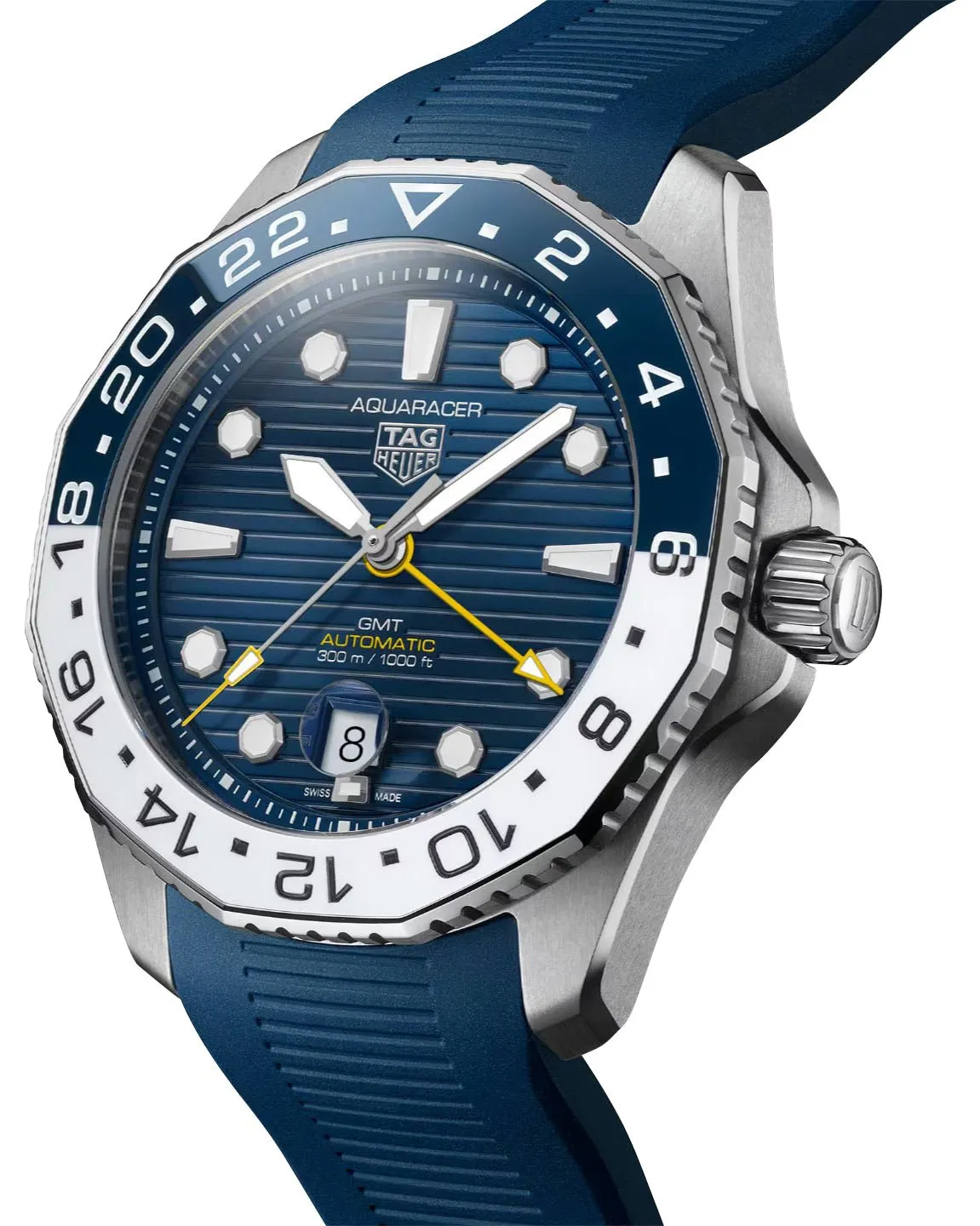 TAG Heuer Aquaracer Professional 300 GMT Automatic Stainless Steel Blue Dial Blue Rubber Strap Date Divers Mens Watch WBP2010.FT6198