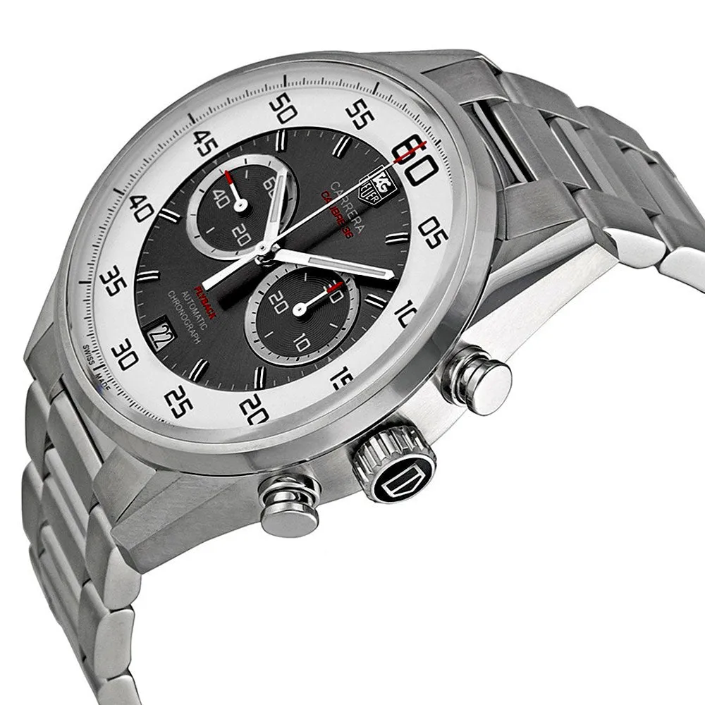 TAG Heuer Carrera Flyback Chronograph Automatic Gray & White Dial Date Stainless Steel Mens Watch CAR2B11.BA0799