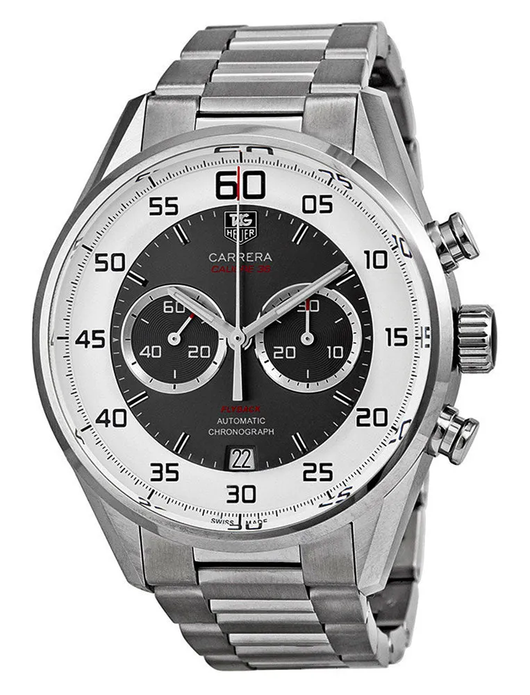 TAG Heuer Carrera Flyback Chronograph Automatic Gray & White Dial Date Stainless Steel Mens Watch CAR2B11.BA0799