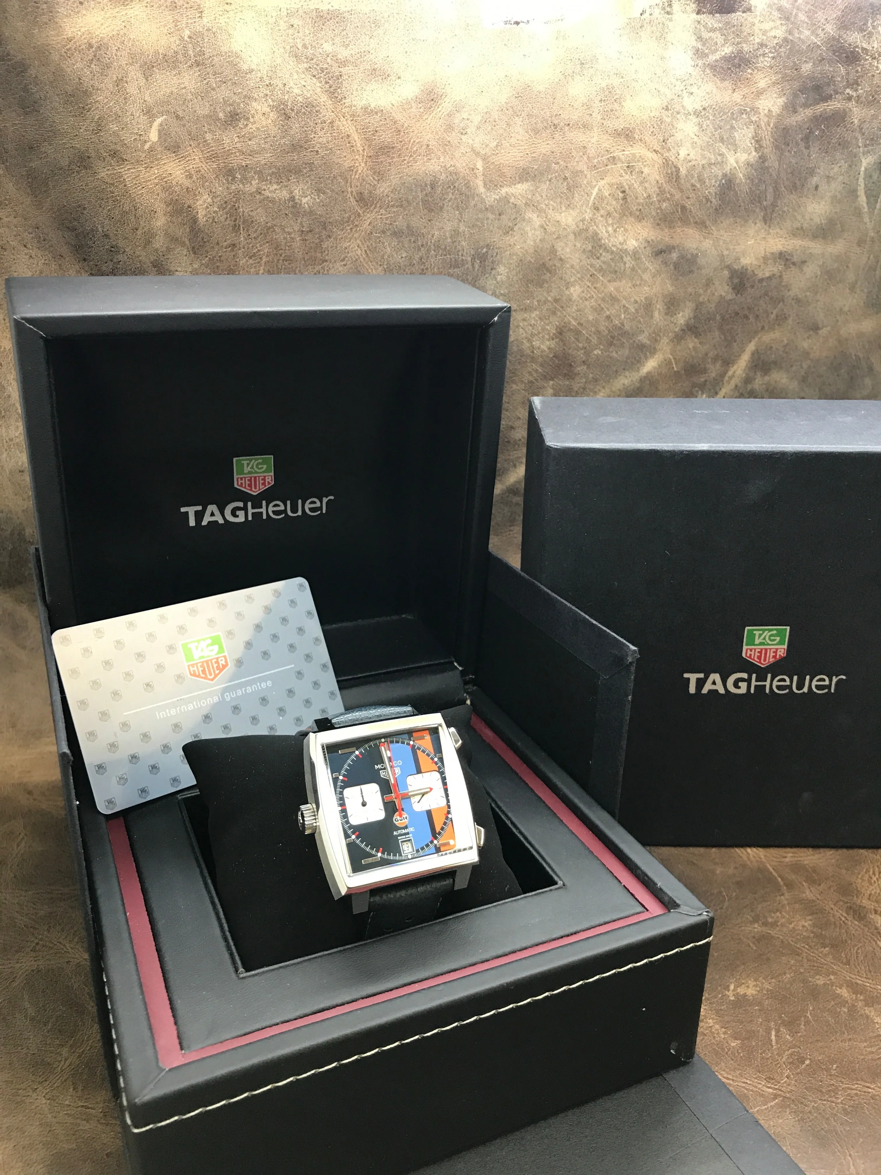 TAG Heuer Monaco Gulf CAW211R Blue and Orange Dial Automatic Men's Watch