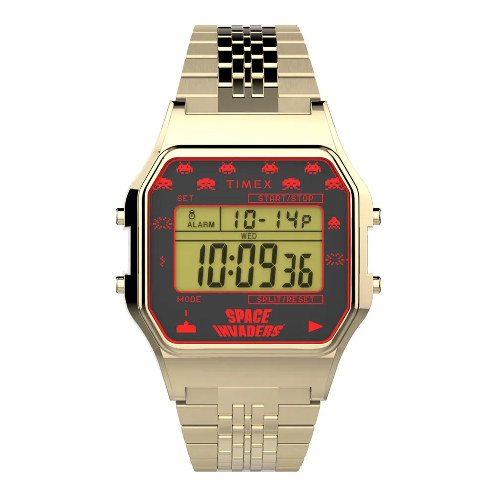 Timex 80 Space Invaders Digital 34mm Stainless Steel Band