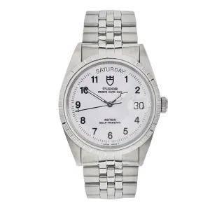 Tudor Date Day Stainless Steel White Dial 36mm Automatic Men’s Watch 76210