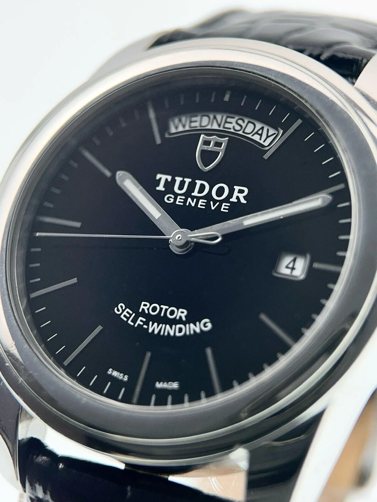 Tudor Day Date Stainless Steel Black Dial 40mm Automatic Men’s Watch 56000