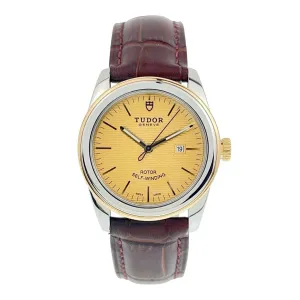 Tudor Glamour Date Stainless Steel Gold Color Dial 31mm Automatic Women's 53003