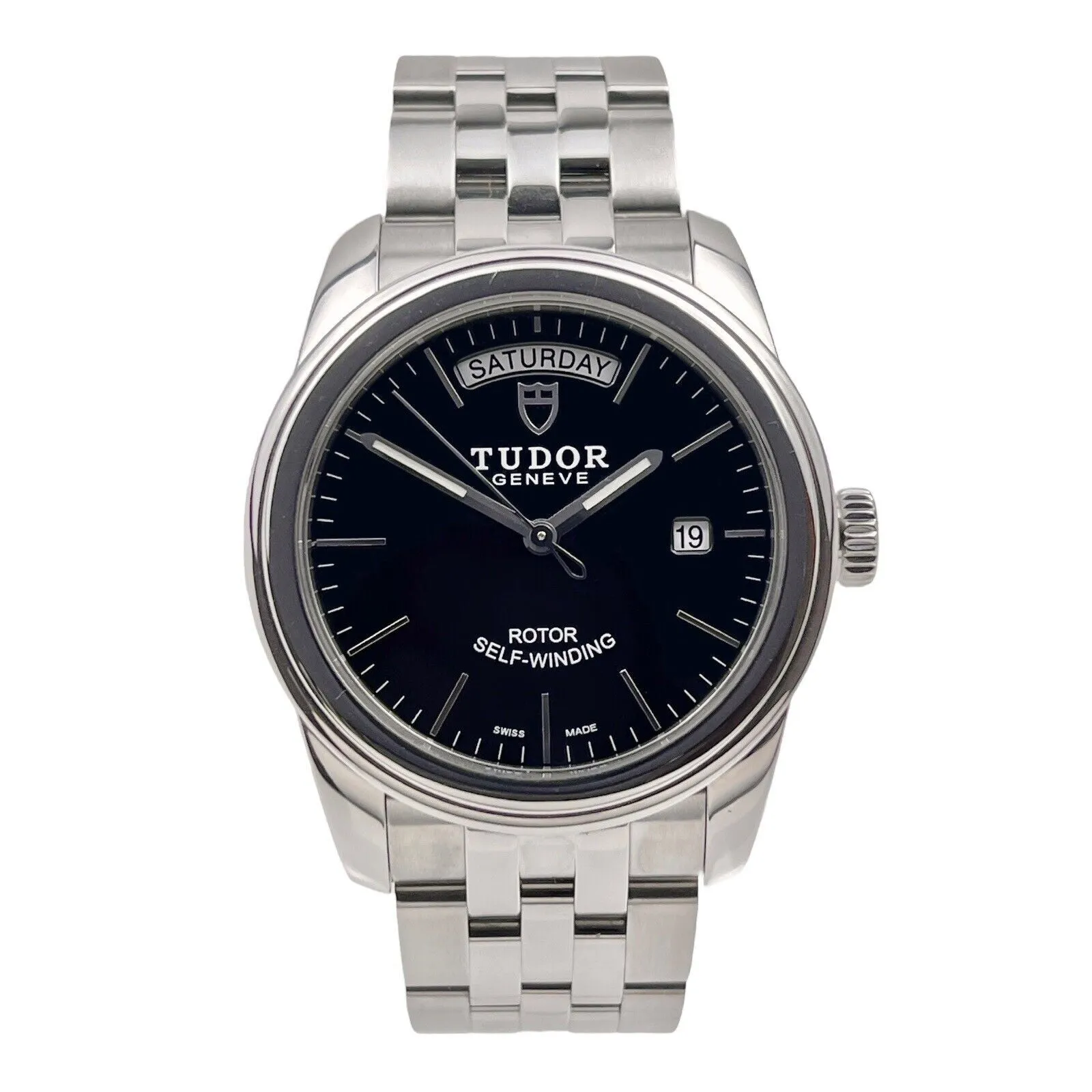 Tudor Glamour Day Date 39mm Automatic Black Dial Stainless Steel Watch 56000