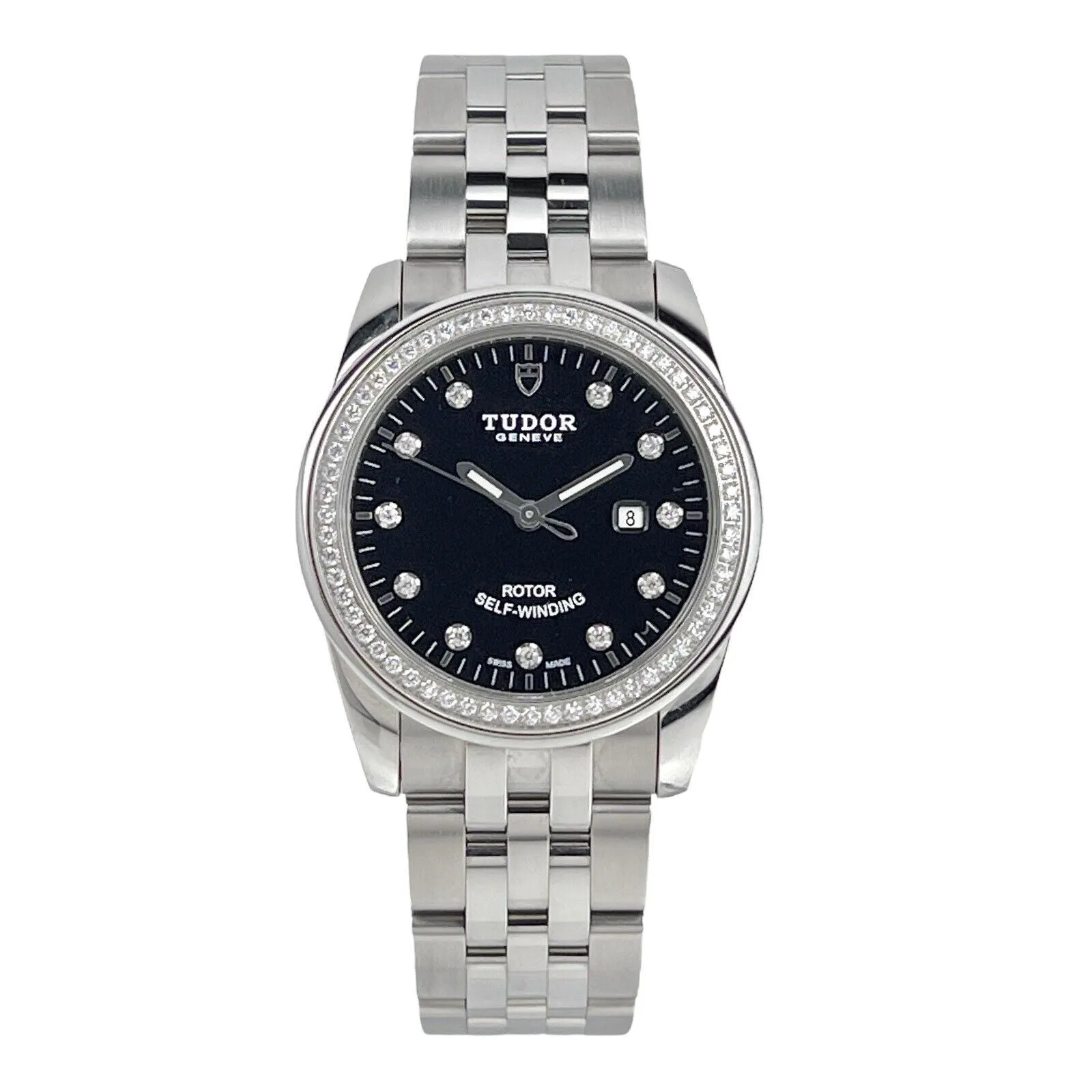 Tudor Glamour M53020 Factory Diamond Bezel Ladies Watch 31mm B&P 2023